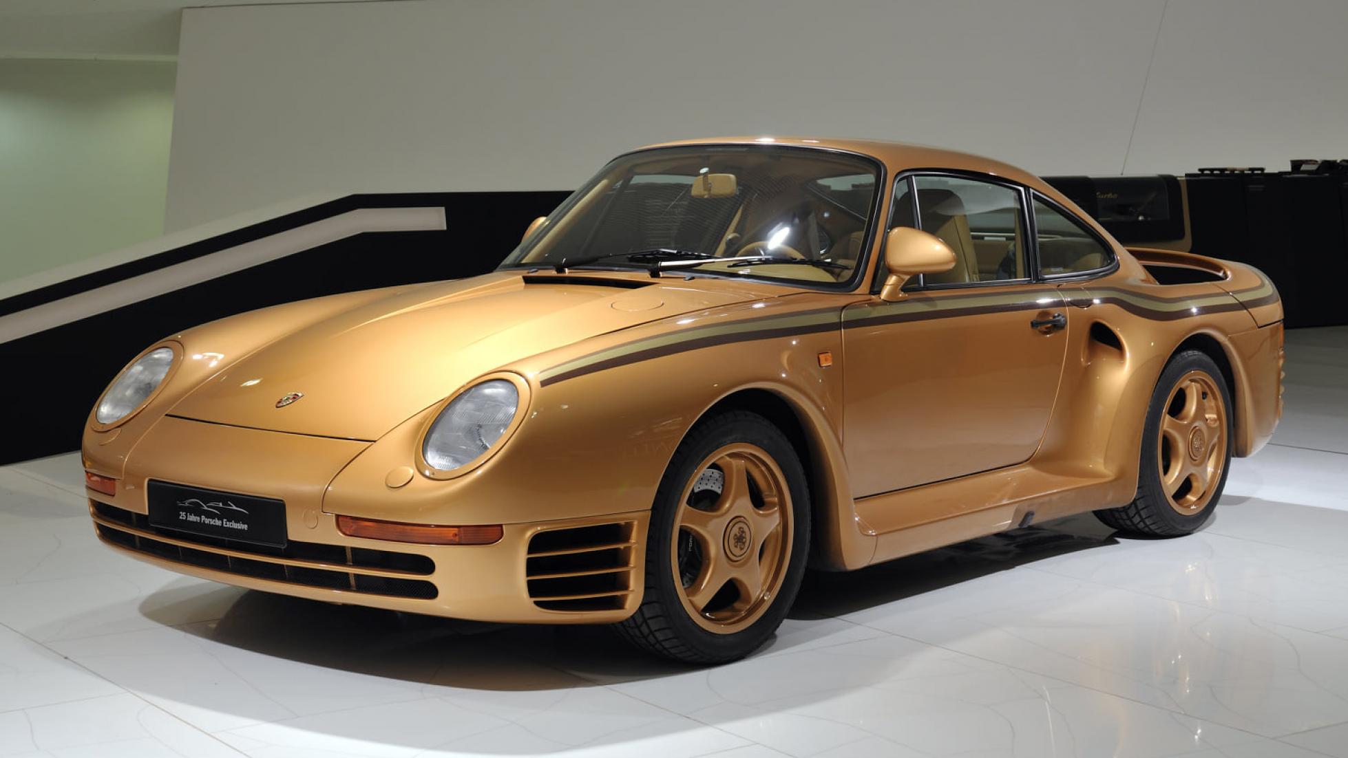 Nothing says money like a gold-on-gold Porsche 959