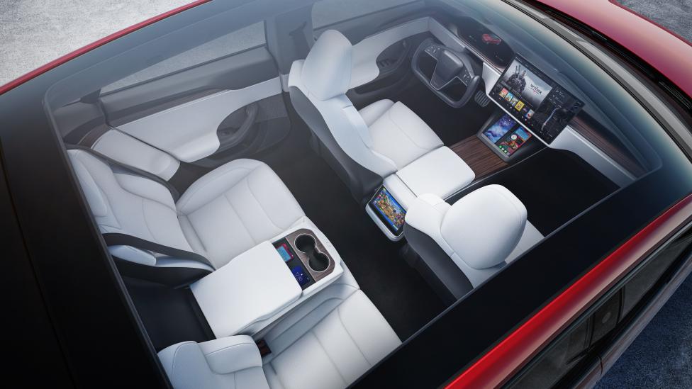 Tesla Model S Plaid white interior